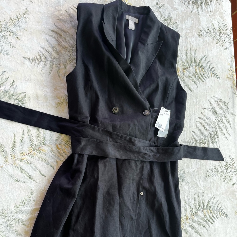 Business Casual Button Up Sleeveless Blazer Dress